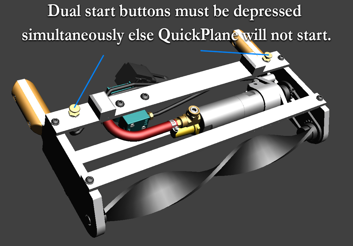 Dual start buttons must be depressed simultaneously or the QuickPlane will not start.